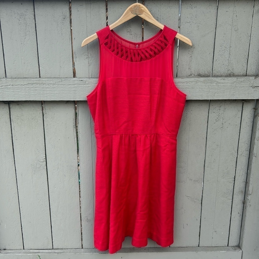 Anthropologie Meave Red Party Dress Size Tag Cut Out So Refer to Measurements